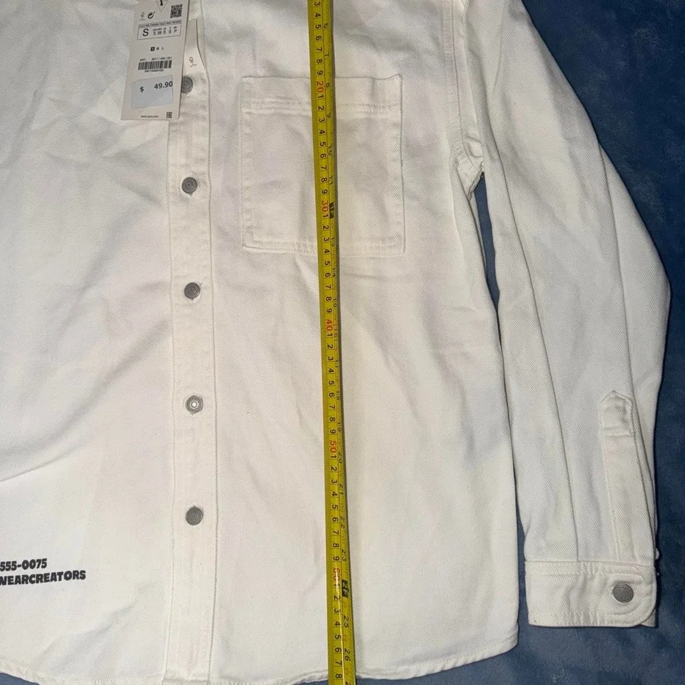 Zara white denim shirt jacket
